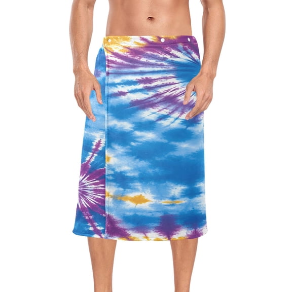 Ryvnso Men's Adjustable Shower Wrap Tie Dye Bath Towels with Snap Closure 28 x 60 inch