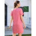 thumbnail image 4 of Fancyglim Dress for Women Summer V Neck Short Sleeve Casual T-shirt Mini Dresses Pink XL, 4 of 7