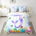 thumbnail image 2 of Little Mermaid Ensemble de Literie Grand 7 Pcs, Ensemble de Draps Poisson Océan Animal Marin Rêveur avec Couette, 2 of 5