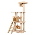 thumbnail image 5 of Pefilos 55" Cat Tree Tower for Indoor Cat, Cat Condos Furniture with Hammock, Cat Tree House for Kittens, Beige, 5 of 12