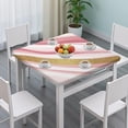 thumbnail image 3 of Pink White Gold Marble Pattern Square Fitted Tablecloth with Elastic Edge,Square Table Cover,Washable Elastic Table Cover for Home Kitchen Party Decor 34"x34", 3 of 6