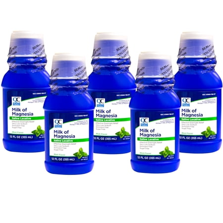 5 Pack - Quality Choice Mint Flavor Milk of Magnesia Liquid Laxative 12oz Each