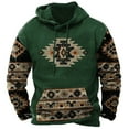thumbnail image 2 of cllios Men's Western Aztec Pullover Sweatshirts Vintage Tribal Ethnic Print Patchwork Hoodie Pullover for Men Oversized Long Sleeve Hoodies Cowboy Hooded Sweatshirts Green XL, 2 of 3