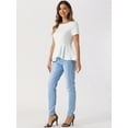 thumbnail image 4 of DARING DIVA Women's Round Neck Elegant Peplum Tops XS White, 4 of 6