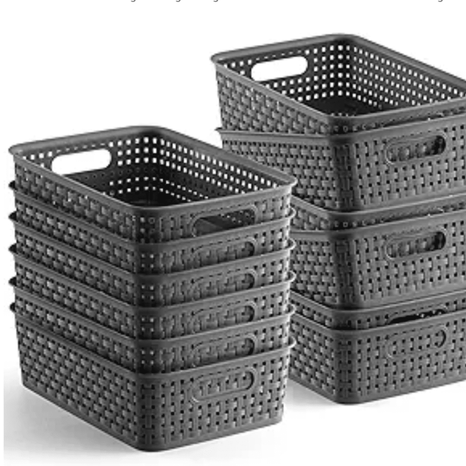 [ 12 Pack ] Plastic Storage Baskets - Small Pantry Organization and Storage Bins - Household Organizers for Laundry Room, Bathrooms, Bedrooms, Kitchens, Cabinets, Countertops, Under Sink or On Shelve