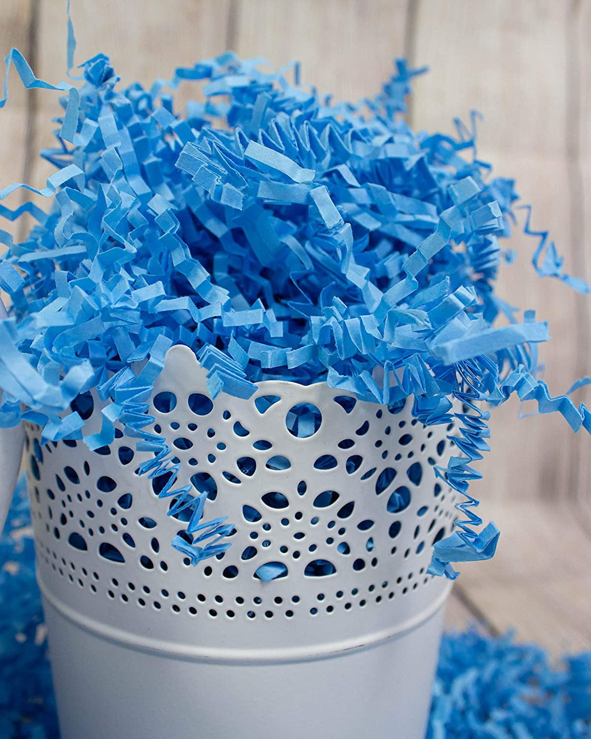 Crinkle Cut Paper Shred Filler (2 LB) for Gift Wrapping & Basket Filling - Light Blue| MagicWater Supply
