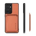 thumbnail image 7 of Cutyskin Carbon Fiber Texture PU Leather Case for Samsung Galaxy S21 Ultra, with Detachable Card Holder, Compatible Magsafe Charging, Ultra Thin Design Shockproof Phone Case for S21 Ultra, Brown, 7 of 7