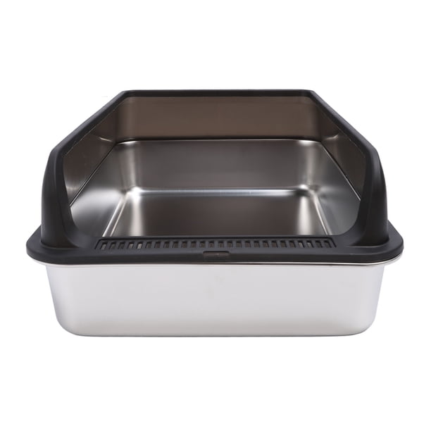Caja De Para Gatos De Acero Inoxidable, Sem Cerrado Alta Cara Caja De Grande Kitty Fuga De Orina Anti Limpieza Fácil Caja De Cubierta No Pegajosa