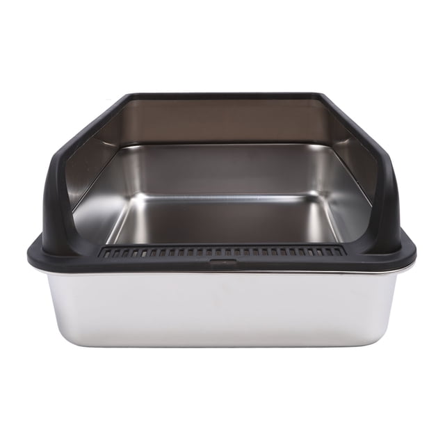 Caja De Para Gatos De Acero Inoxidable, Sem Cerrado Alta Cara Caja De Grande Kitty Fuga De Orina Anti Limpieza Fácil Caja De Cubierta No Pegajosa