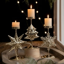 Christmas Decorations Taper Candle Holder Brass Gold Candlestick Holders Iron Candle Tray for Table Centerpiece,Mantel & Dining Table Wedding Decor,Festive Christmas Home Decoration