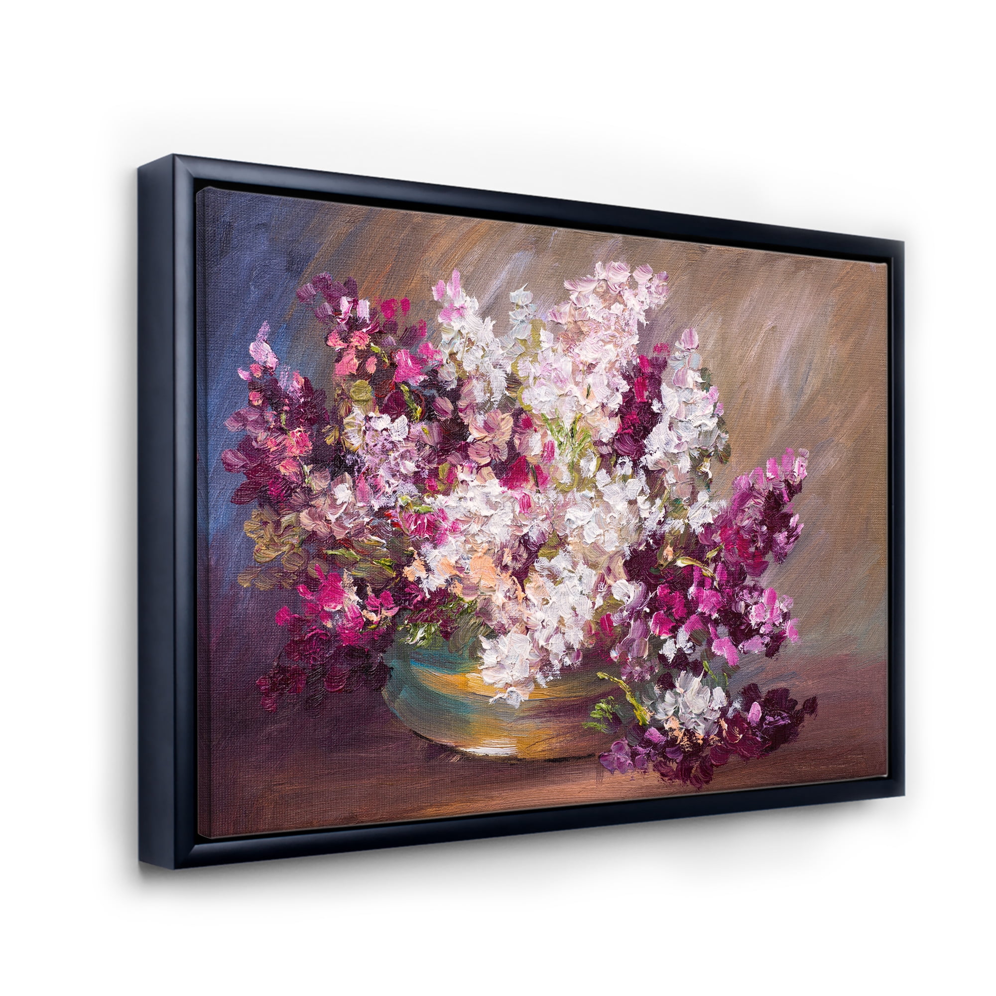 Designart 'Bouquet Of Still Life Lilacs ' Traditional Framed Canvas Wall Art Print
