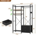 thumbnail image 3 of 6-Tier Heavy Duty Reversible Clothes Rack with Shelves & 2 Drawers - Space Saving Wardrobe System, Freestanding Closet Organizer with Hooks for Home/Office/Laundry,Black, 3 of 7