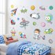thumbnail image 1 of 2 pegatinas de pared espacio creativo astronauta de dibujos animados habitación de los niños escuela planetario pared pintura decorativa de vidrio 50 * 70 cm oso de fresa  Electrónica, 1 of 5