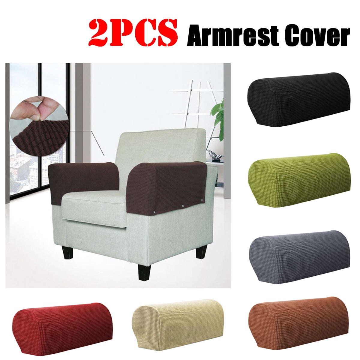 2X Armrest Covers Stretch Set Chair Sofa Arm Protectors Couch Cover Removable 