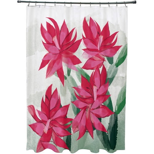 Christmas Cactus Floral Print Shower Curtain - Walmart.com