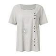thumbnail image 4 of BLVB Women's Cotton Linen Tops Printed Button Square Neck Short Sleeve Summer Blouse Casual Plus Size Beach Shirts, 4 of 4