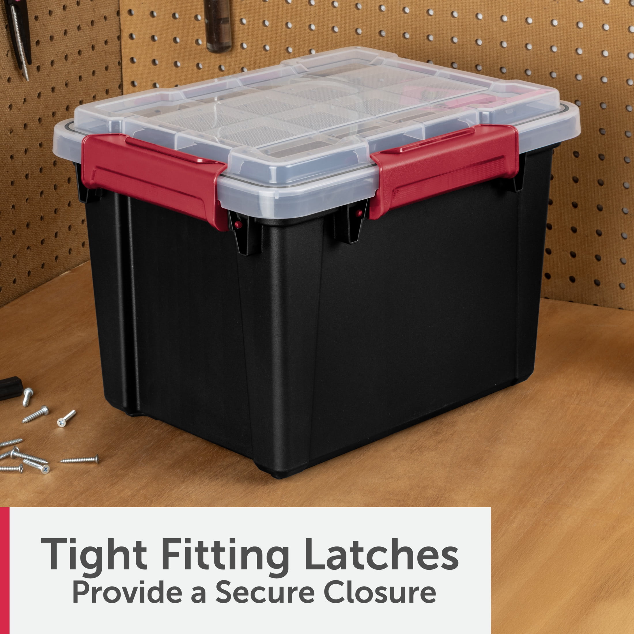 Sterilite Small Gasket Tote, 5 Gallon IP68 WaterProof Plastic Storage Bin with Lid, Gasket Seal and Durable Latches, Black