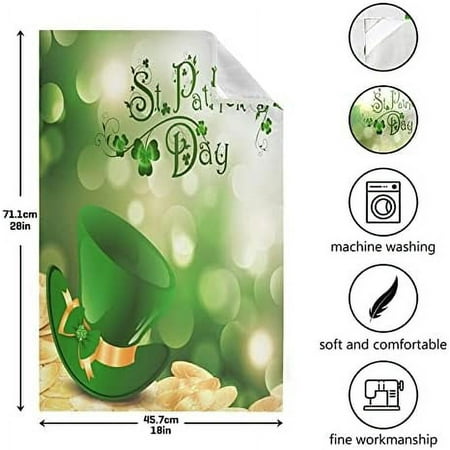 

SKYSONIC St Patrick s Day Clover Kitchen Towel Set of 4 Super Soft Absorbent Hand Towel Tea Towel Tableware Cleaning Rag for Kitchen Home Hotel Beach Bathroom Gym
