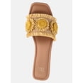 thumbnail image 4 of Time and Tru Women's Faux Raffia Daisy Slide Sandals, 4 of 6