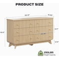 thumbnail image 2 of HoopieHome 55" Boho 6-Drawer Dresser for Adults – Arched Base, Gold Handles, Wood Legs, Oak Storage for Bedroom, Closet, Living Room, 2 of 6