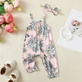 thumbnail image 2 of Infant Baby Girls Clothes 9 Months Girls Romper 12 Months Girls Sleeveless Suspender Bodysuit with Headband Pink, 2 of 7