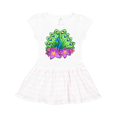 

Inktastic Peacock and flowers Gift Toddler Girl Dress