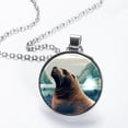 thumbnail image 2 of Sea Lion Women's Glass Circular Pendant Necklace - Unique Jewelry Piece for Everyday Wear, 2 of 5