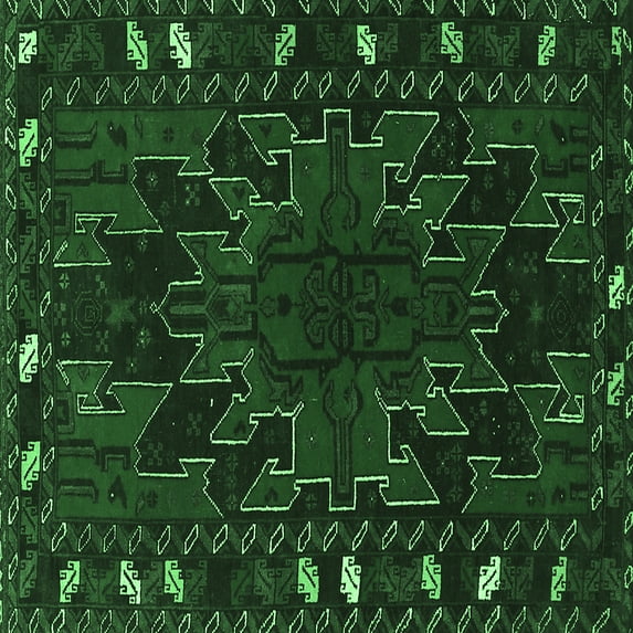 Ahgly Company Indoor Square Persian Emerald Green Traditional Area Rugs, 8' Square