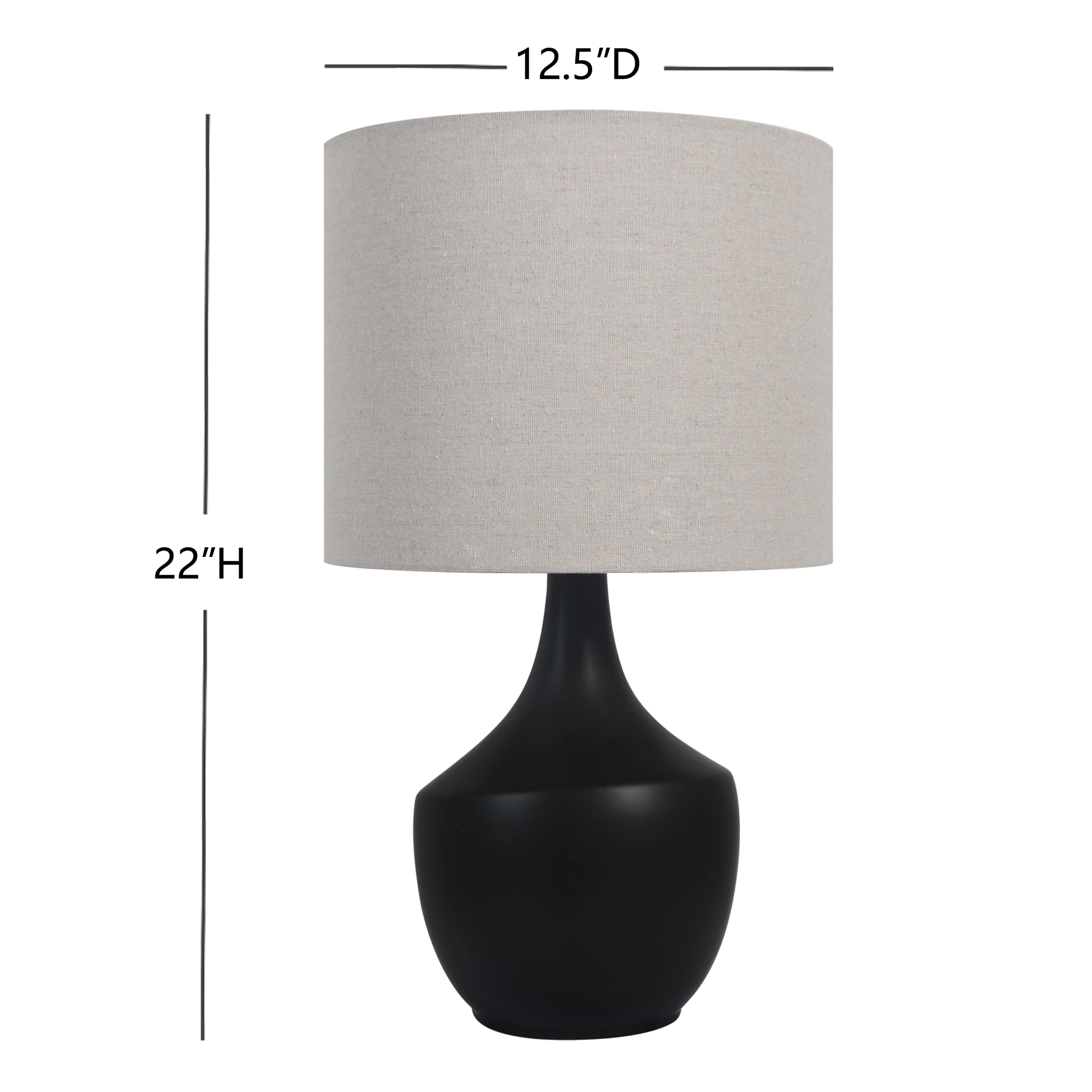 Mainstays 22" Black Ceramic Table Lamp with Oatmeal Linen Shade