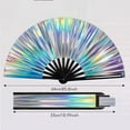 thumbnail image 5 of Boots On the Ground Fan, Large Holographic Folding Hand Fan Iridescent Clack Hand Fan Rave Fans Foldable Craft Holding Laser Colors Hand Fan for Line Dancing, 5 of 6