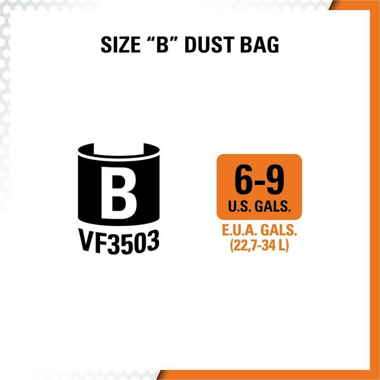 SpaceTent 5 Pack VF3503 Size b Vacuum Bags for Ridgid 6 to 9 Gallon Wet/Dry  Vacs.