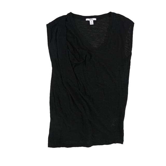 bar III Womens SS Twist Slub Basic T-Shirt, Black, X-Small