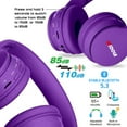 thumbnail image 4 of MIDOLA Kids Headphones Bluetooth 5.3 Wireless 60H Play Time Volume Limit 85/110dB Over Ear Foldable Protection Headset/Wired AUX Cord Mic for Child Boy Girl Travel School Phone Pad Tablet Purple, 4 of 5