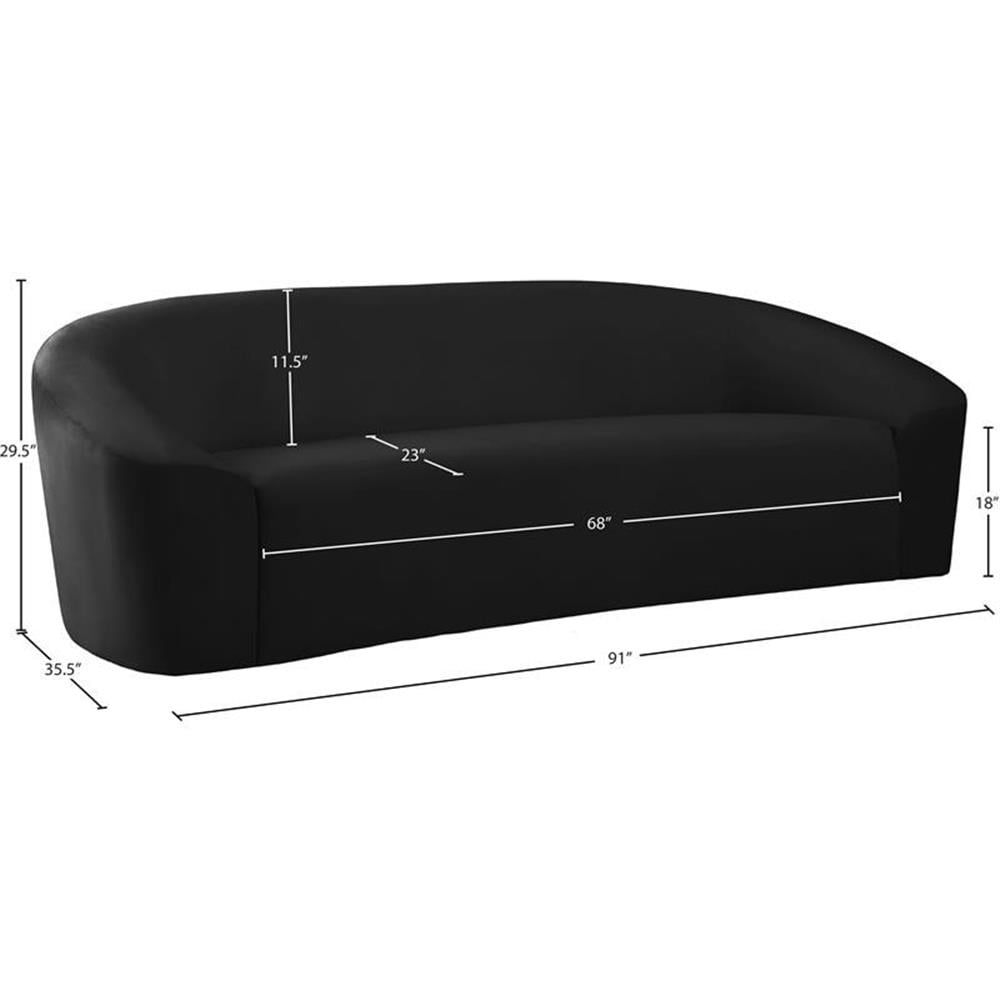 Bowery Hill Contemporary Curved Back Upholstered Black Velvet Sofa