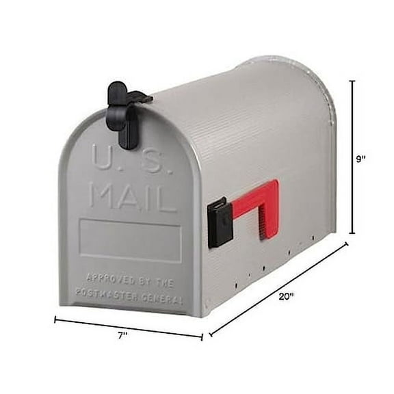 Solar Available Group ST100000 Standard Size Galvanized Steel Rural Mailbox U.S. Postmaster General Approved, Gray