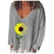 thumbnail image 1 of ICHUANYI Liquidación Mujer Moda Casual Estampado V-Cuello Suelto Manga Larga Camiseta Blusa Jersey ICHUANYI WER202308250960, 1 of 2