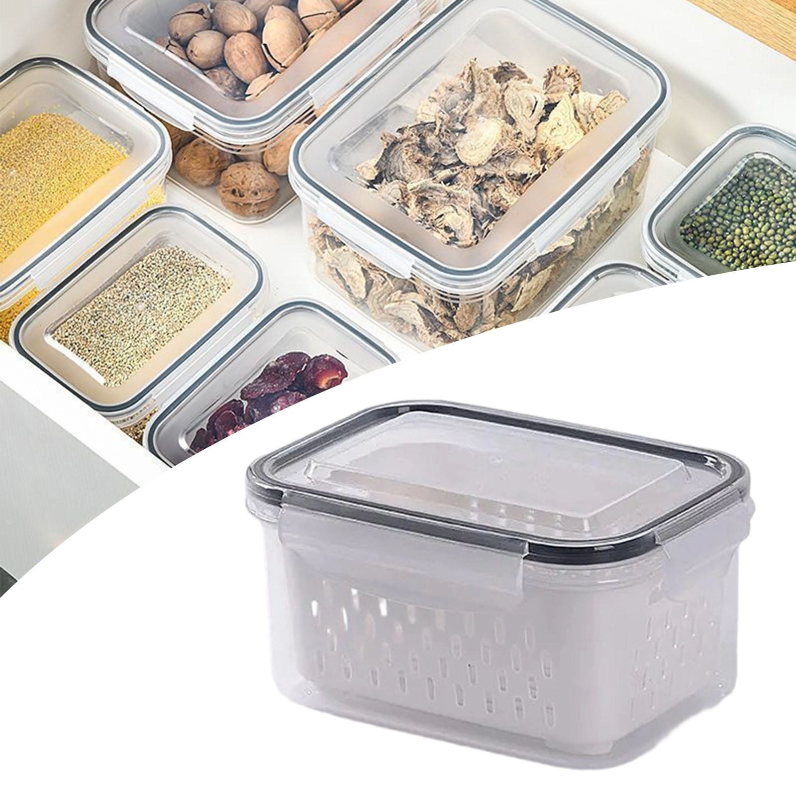 XKHZJL Large Fruit Containers for Fridge - Leakproof Food Storage Containers with Removable Colander - Dishwasher & microwave safe Produce Containers Keep Fruits, Vegetables, Meat Fresh longer