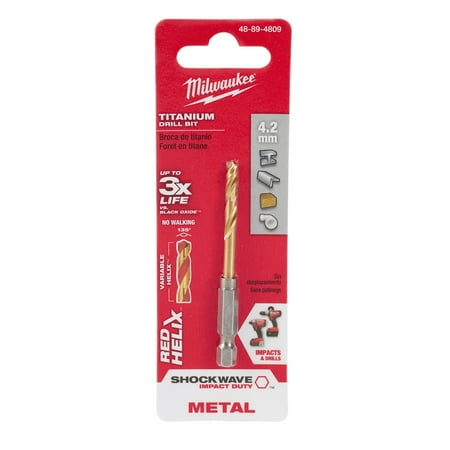 

Pack of 1 Milwaukee 48-89-4809 Metric Shockwave Titanium Red Helix 4.2 Mm