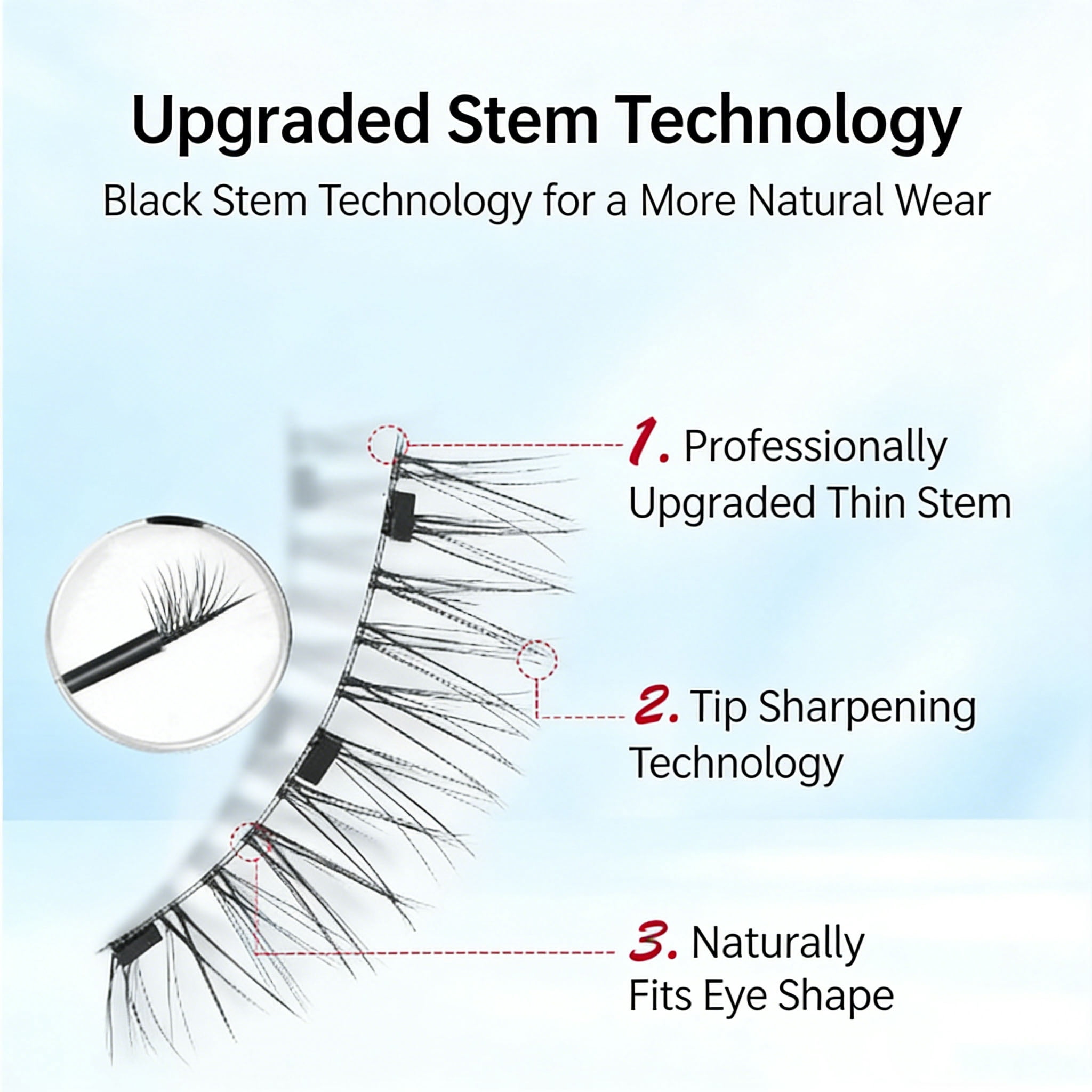 Self-adhesive false eyelashes, natural-looking eyelash set