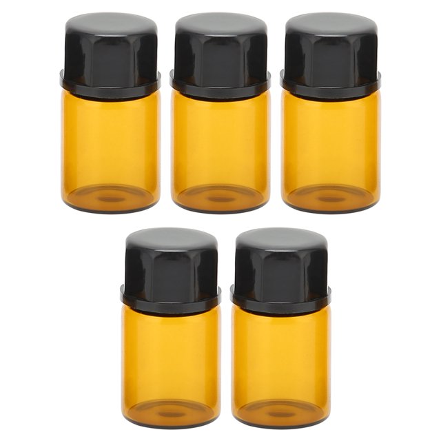 Frascos pequeños de vidrio por separado, frasco de muestra portátil de 2ml, color marrón oscuro, 5 uds.