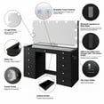 thumbnail image 3 of Boahaus Orla Large Black Makeup Vanity Desk with Lights, Bluetooth Speakers, and Mirror, 3 of 10
