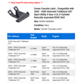 thumbnail image 2 of Center Console Latch - Compatible with 2003 - 2006 Chevy Trailblazer EXT Sport Utility 4-Door 4.2L 6-Cylinder Naturally Aspirated DOHC GAS 2004 2005, 2 of 2