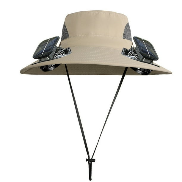 Sombrero de pesca con ventilador solar ancho para exteriores, sombrero para hombre con ventilador solar, sombreros de pesca con ventilador solar ajustable de 3 velocidades.