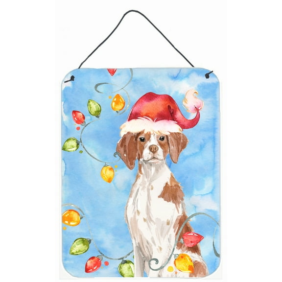 Christmas Lights Brittany Spaniel Wall or Door Hanging Prints
