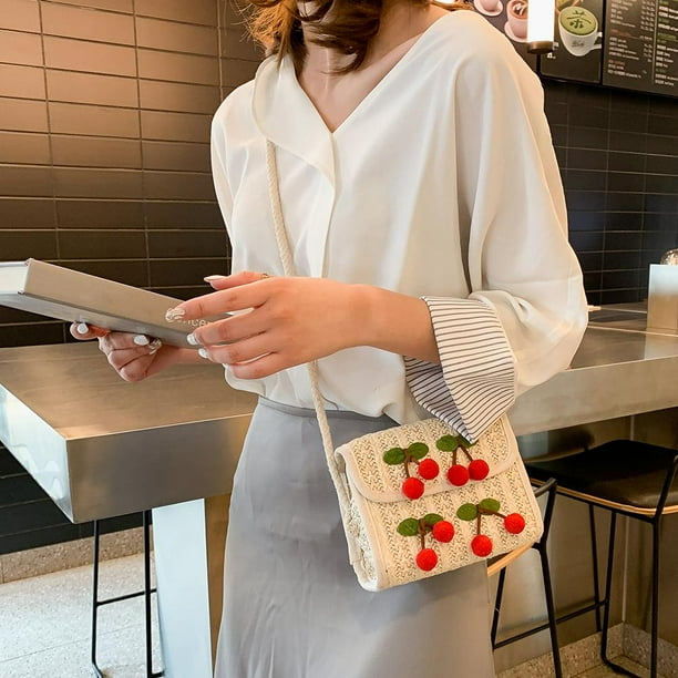 Jasmine Summer Cherry Straw Messenger Bags Women Handbags