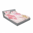 thumbnail image 3 of Ambesonne Floral Fitted Sheet & Pillow Sham Set, Minimalist Tree Braches, Twinxl, Pink Red Pale Coffee, 3 of 3
