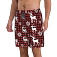 thumbnail image 2 of Susaid Plaid Reindeer Snowflakes Print Men's Swim Trunks Hawaiian Bathing Mesh Lining Suit Swimsuits Beach Shorts with Pockets-3X-Large, 2 of 6