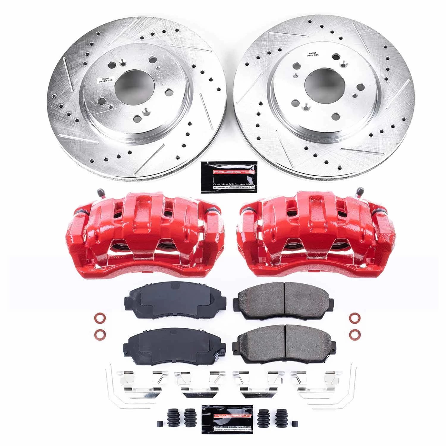 PowerStop Front Z23 Evolution Sport Brake Pad and Rotor Kit with Red Powder Coated Calipers Fits: HONDA Select Models KC5432