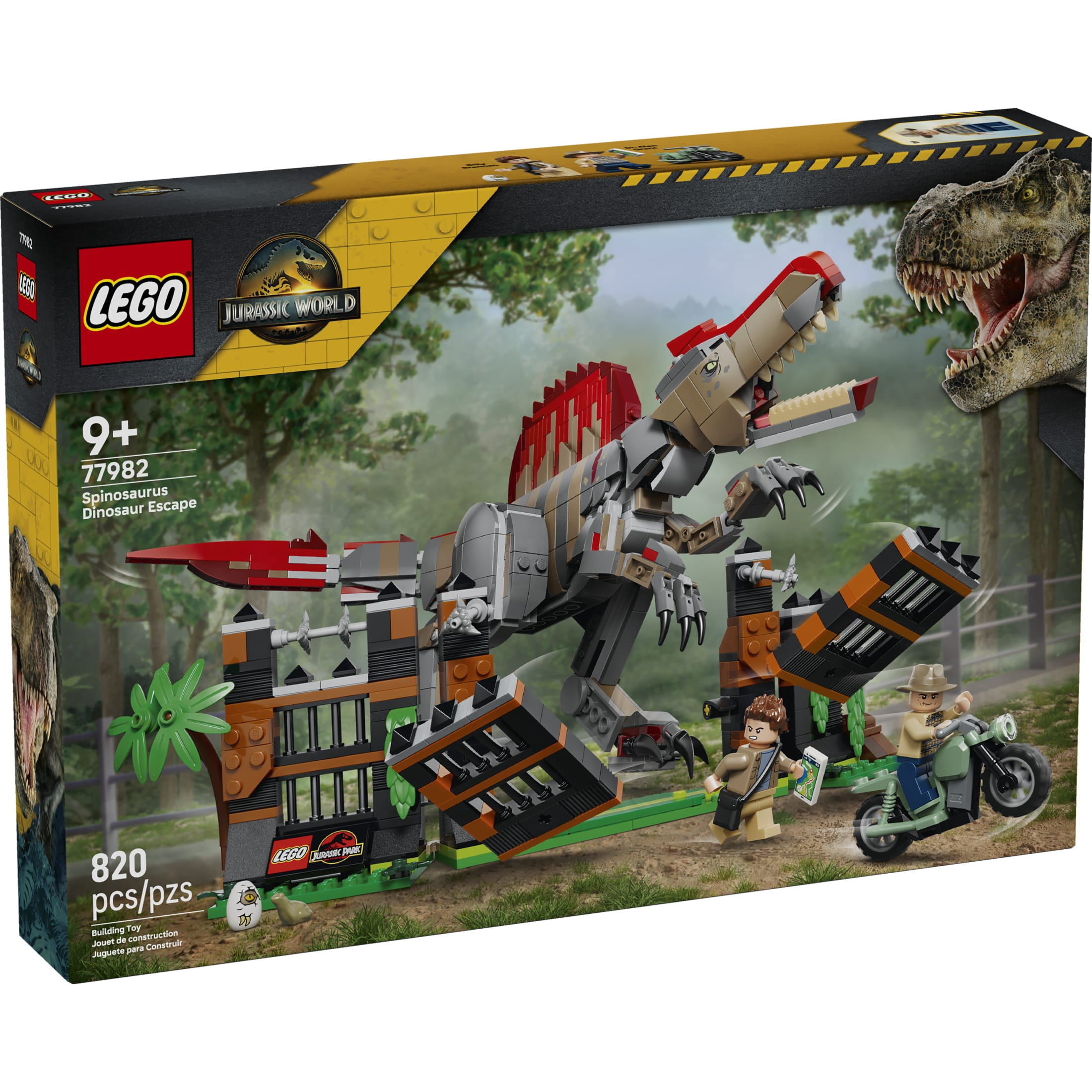 LEGO Jurassic World Spinosaurus Dinosaur Escape - Building Toy for Boys & Girls, Ages 9+ - Posable Dinosaur Toy for Kids with 2 Minifigures - Gift for Birthdays - 77982
