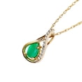 thumbnail image 2 of 10k Yellow Gold Genuine Pear-shape Emerald and Diamond Halo Drop Pendant Necklace, 2 of 5